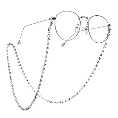 Babasee Women Girl Rhinestone Diamond Eyeglass Chain Non-slip Sunglasses Chain Glasses Chain Silver