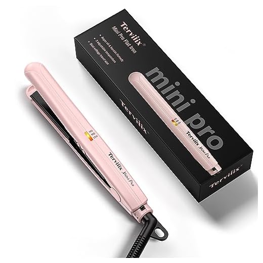 Terviiix Mini Flat Iron Hair Straightener, Adjustable Temperature, Travel-Size, 1/2" Ceramic Plates, Dual Voltage, Auto-Off, Pink