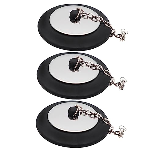 Parliky 3 Piezas Tapón de Drenaje de Goma con Cadena para Bañera y Fregadero de Flexible y Duradero Antidesbordamiento para Baño y Cocina Fácil de Usar y Transportar