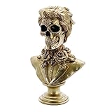  Chaks - DÉCORATION RÉSINE Buste TÊTE DE Mort 34CM Or - Décoration spécial Halloween - Thème(s) : Citrouille Chic