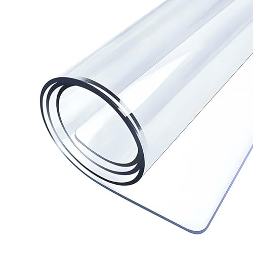 Mantel de plástico transparente de 47 x 87 pulgadas, impermeable, rectangular, protector de mantel de 1.5 mm de grosor, tapete de escritorio transparente para oficina, tocador, mesita de noche y fácil