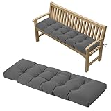 PRIMEPATIO Outdoor Garden Bench Cushion, 8cm Thick Tufted Waterproof Long Bench Seat Pad with Ties, Replacement Cushion for Patio, Lawn & 3 Seater Loveseat Furniture, 143x52cm, Dark Grey