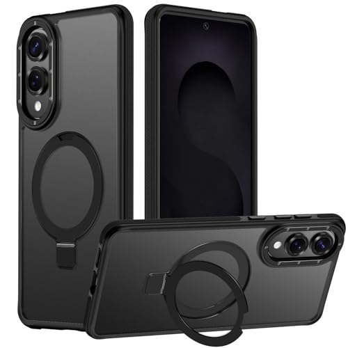 Mondelete for Samsung Galaxy S25 Edge Case with Magnetic Ring Stand, Black