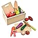 CARLORBO Wooden Play Food for Kids Kitchen - Toys Food Vegetables and Fruit for 2 Year Old Boys Girls Role Pretend Play Early Education Montessori Education