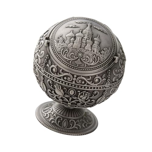 Posacenere a forma di terra con coperchio sicuro posacenere per ufficio e uso domestico contenimento facile da pulire metallo