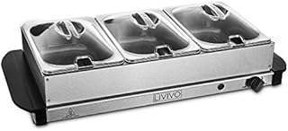 Fineway Electric Buffet Server 3 Tray - Food Hotplate Warmer - 3 Large Multicooker - Ideal for Barbecues