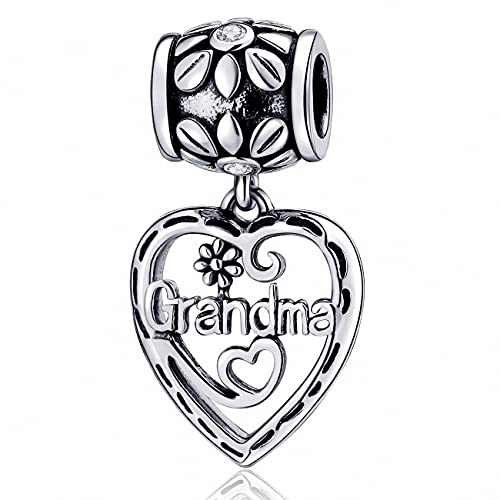 SOUKISS Grandma Heart Charms Authentic 925 Sterling Silver Family Love Mother Gifts Charm for European Bracelet