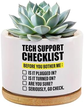 Tech Support Checklist Technical Support Gifts Ceramic Succulent ...