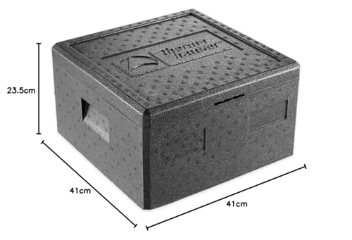 Foto von thermohauser EPP-Thermobox Pizza schwarz mit Deckel - 21,5 Liter - 41 x 41 x 23,5 cm - Pizzabox für Lieferservice