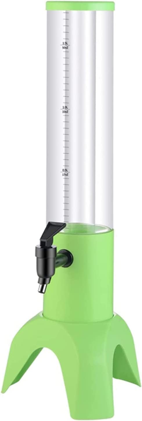 Beverage Dispenser, Beer Dispenser, 1.5L Transparent Beverage Tower Dispenser, With Colored Lights And Detachable Ice Tube(Green)