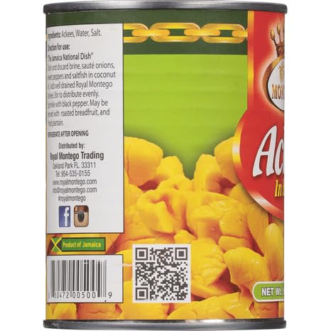 Royal Montego Ackee in Brine, Authentic Jamaican Ackee Fruit, Premium Caribbean Grocery, Traditional Cooking Ingredient, 19 oz