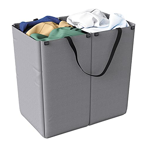 Organizador dobrável de Roupas Sujas com 2 compartimentos, cinza, ORG0693, Euro Home