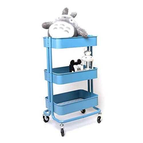 JPL Hospital Trolley Medical Supplies RackMedical Cart Tool Mobile Medical Cart with Casters Beauty Rolling Trolley for Salon Spa Hair Styling Storage Tray 45×35×79CmBlueThickened