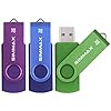SIMMAX USB Flash Drives 3 Pack 32GB Memory Stick Swivel Design Thumb Drive USB Stick (32GB Purple Blue Green)