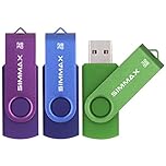 SIMMAX USB Flash Drives 3 Pack 32GB Memory Stick Swivel Design Thumb Drive USB Stick (32GB Purple Blue Green)