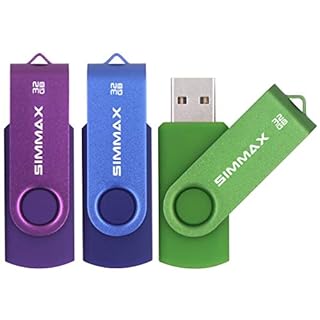 SIMMAX USB Flash Drives 3 Pack 32GB Memory Stick Swivel Design Thumb Drive USB Stick (32GB Purple Blue Green)
