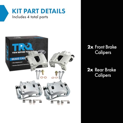Image of TRQ Front and Rear Brake Caliper Set Zinc Coated Brackets Compatible with 2004-2006 Infiniti QX56 2004 Nissan Pathfinder Armada 2004-2007 Nissan Titan 2005-2006 Armada