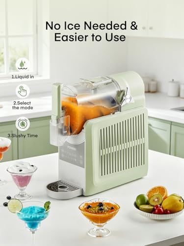 Image of FOHERE Slushie Machine, 88 oz Slushy Machine for Home, Professional Frozen Drink Maker with Self-Clean, Rapid Cooling, 12H Freshness, for Milkshake, Margarita Smoothie, Frappes (Pea Green)