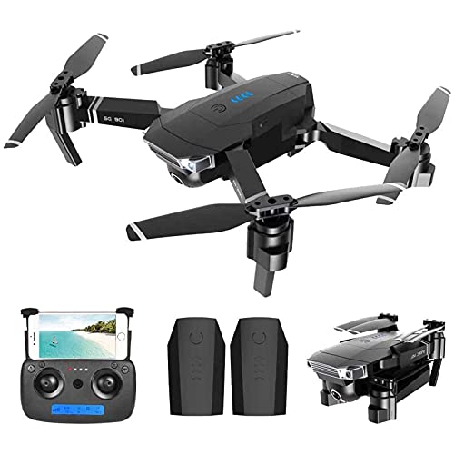 HODAGES Drone con cámaras duales -Cámara Frontal HD 1080P y cámara Inferior 720P Posicionamiento de Flujo óptico WiFi Plegable Drone Fotos de Gestos/Video SíguemeQuadcopter (2 baterías)