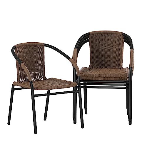 Stylish Stackable Rattan Dining Chairs Set