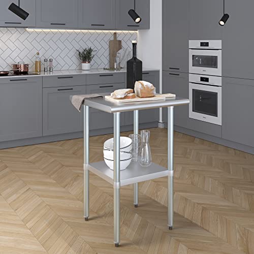 24" X 24" Stainless Steel Work Table W/ Undershelf | Kitchen Island Food Prep | Laundry Utility Bench | Garage Work Station | Nsf Certified #TOP5