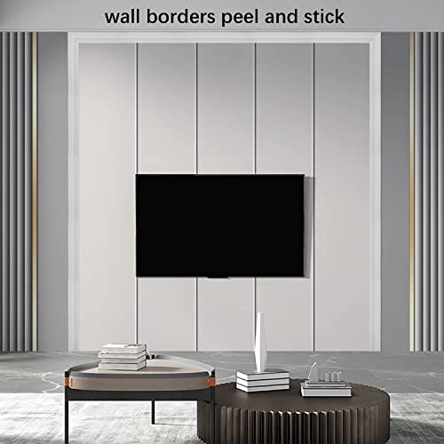 Yutianli Crown Molding Peel And Stick Wallpaper Border Flexible Wall Base Moulding Trim Self Adhesive Vinyl Baseboard White Foam Wall Molding 3D Mirror Border (2Pcs-178, White) #TOP2