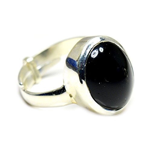 Bague en argent 7 carats onyx noir pour homme | Anneau réglable taille 52 minimaliste