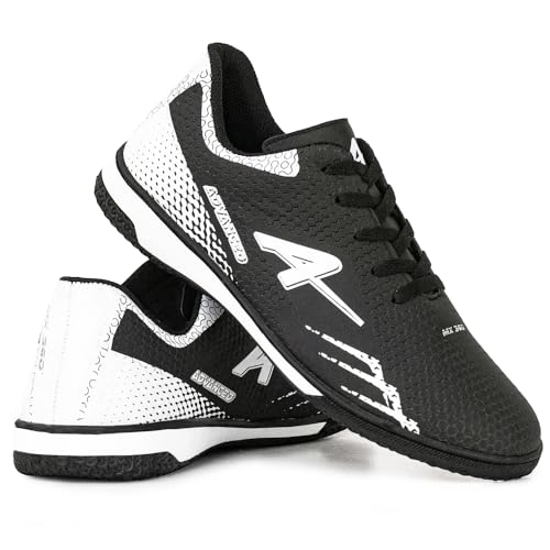 Chuteira Futsal Salão ADVANCED Pro Light Sola Costurada Cor:Preto-Branco;Genero:Masculino;Tamanho:44