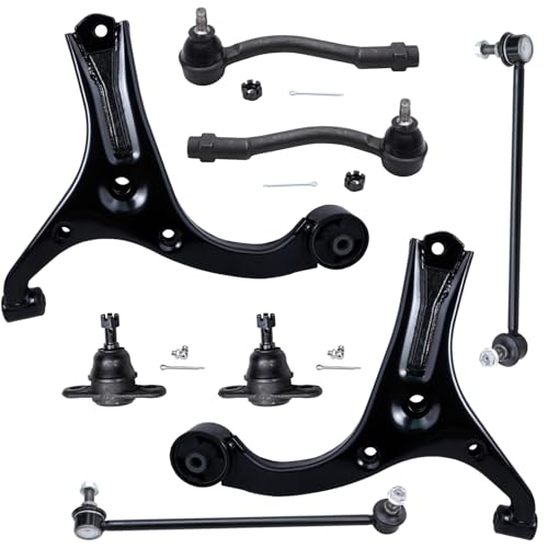 Image of Detroit Axle - Front End Suspension Kit for 2006-2011 Kia Rio Rio5, 2 Lower Control Arms 2 Lower Ball Joints 2 Sway Bar End Links 2 Outer Tie Rods 2007 2008 2009 2010 Replacement