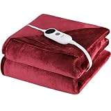 Electric Heated Blanket Throw 50"x 60", Double-Layer Flannel Electric Blanket Heated Throw with 6 He