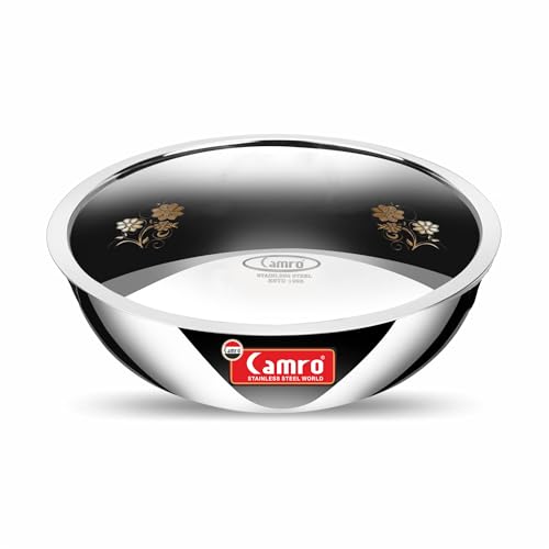 Image of Camro Triply Artisian Tasla 5.8 Liters, 30 Cm with Steel Lid | Stainless Steel Induction Friendly | 3-Layer Body, Dishwasher Safe | 6 Years Warranty