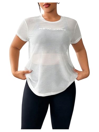 MakeMeChic Women's Plus Size Concert Outfits Fall Mesh Tops Sparkly Shirts