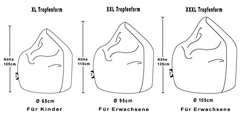 PATCH HOME Patchhome Sitzsack Tropfenform - Rosa für In & Outdoor XL 300 Liter - mit Styropor Füllung in 25 versch… – Bild 3