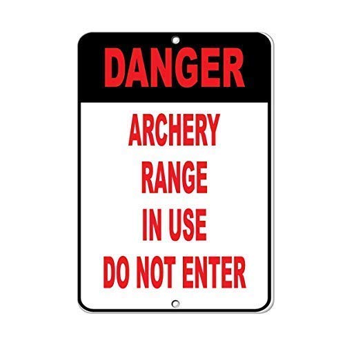 Biopracess Danger Archery Range in Use Do Not Enter Activity Sign, Metal Decorative Sign, Vintage/Rustic Style, 8x12 Inches