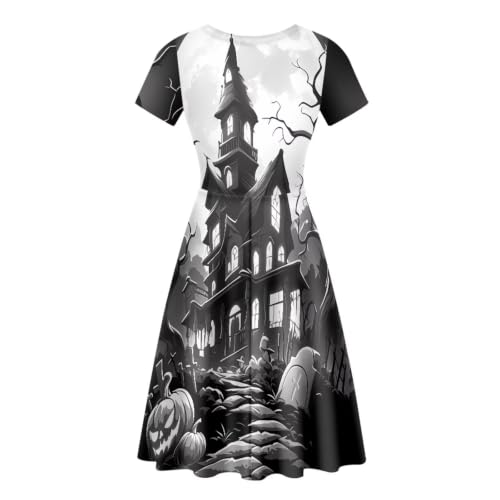 Image of Irisjudy T Shirt Dress for Women Short Sleeve Girls Short Sleeve Dress Plus Size, O Neck Knee Length Midi Dress for Ladies