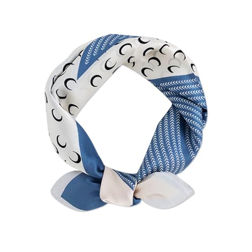 LumiSyne Fashion Silk Scarves Women Moon Pattern Square Scarf Soft Satin Kerchief Business Leisure Style Neck Scarf Clothing Decoration Warm Scarf Spring Autumn