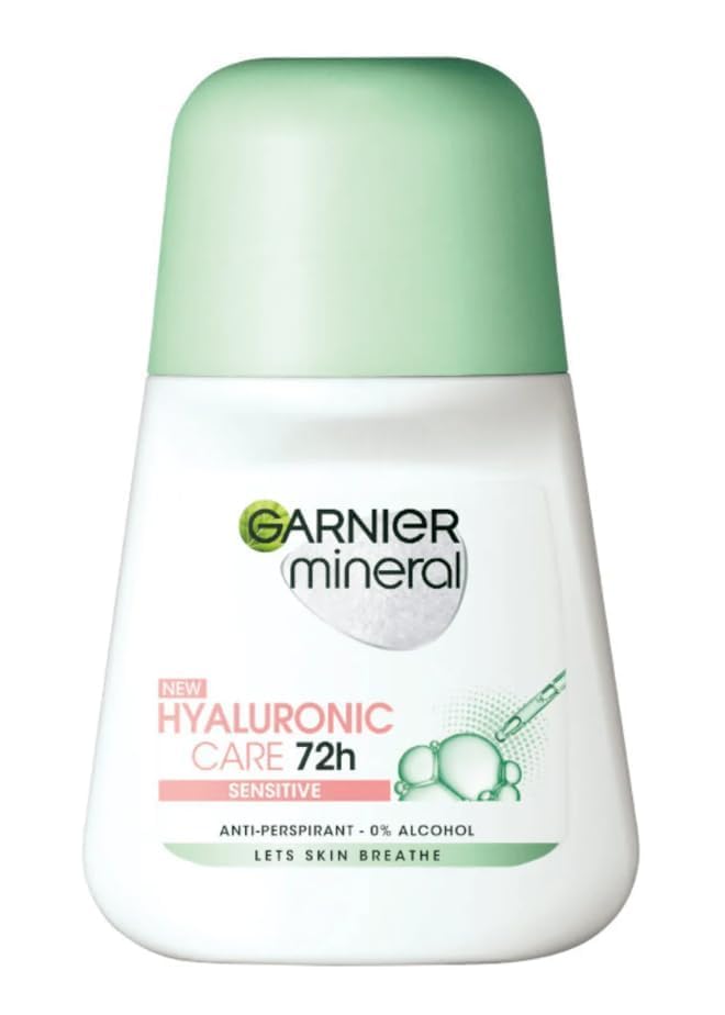 Garnier Mineral Hyaluronic Care Roll-On, 1.7 Fl. Oz., Women's Roll-On Deodorant For Sensitive Skin, Let's Skin Breathe (PACK OF 3)