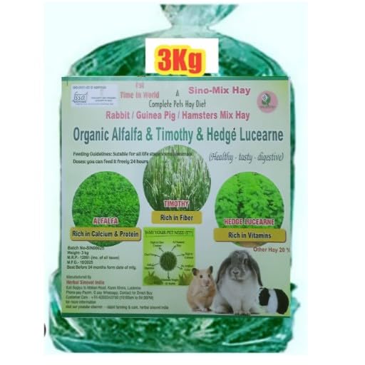 Herbal Sinovet India Premium Alfalfa/Timothy/Lucerne/Peanut Mix hay for Rabbit/Guinea Pig/Hamster. (3kg)-image-34