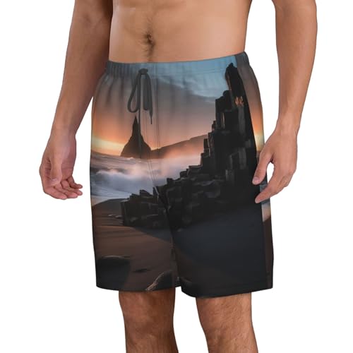 Men's Swim Trunks Quick Dry Board Shorts Mens Bathing Suit Swimsuits Sunrise on Reynisfjara Beach Beach Shorts with Pockets3