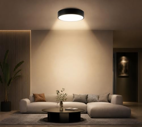 Image of COPPER STONE 12W Surface Mounted LED Round Panel Light | Natural White (4000K) | Black Polycarbonate Body | Energy Efficient Direct Ceiling Light for Wooden, Concrete & RCC Ceiling | Pack of 6