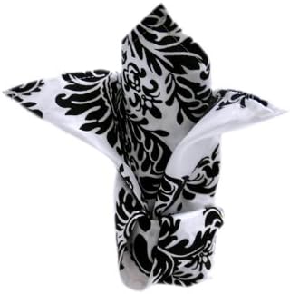 100 pcs 20-Inch Black and White Damask Flocking Taffeta Linen Napkins - Wedding Party Events Restaurant Tableware Home