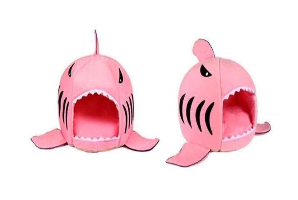 Niche chat requin pour le salon - Maison rose amovible pour petit chien