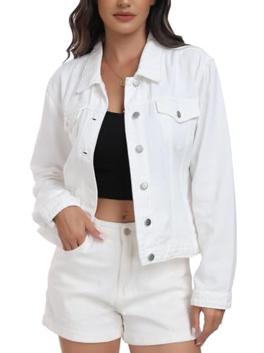 J.Corrine Women's Denim Jacket Long Sleeves Button Down Shacket Jacket Jean Coat with Pockets