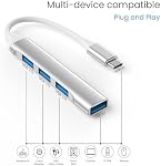 3-Port USB C Hub with 5Gbps Data Transfer, USB Adapter with 1 USB 3.0 and 2 USB 2.0 Data Ports, Ultra-Slim USB-C Splitter for MacBook, Chromebook, Surface, Dell, Mobile HDD, Laptop PC and More
