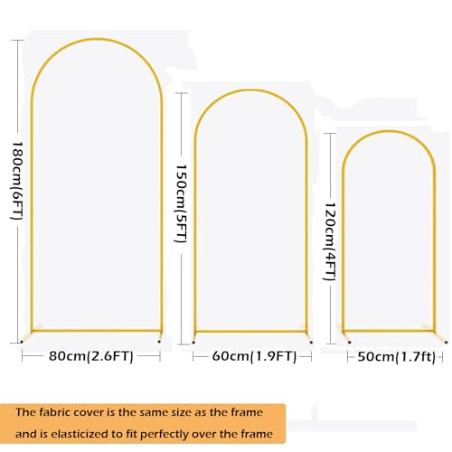 ybaymy Metal Arch Background Frame Set of 3 (4FT/5FT/6FT) Wedding Arch Backdrop Stand Display Stand Arch Frame Gold Wedding Arch Stand for Weddings, Birthdays, Ceremony, Party Decorations - Image 3