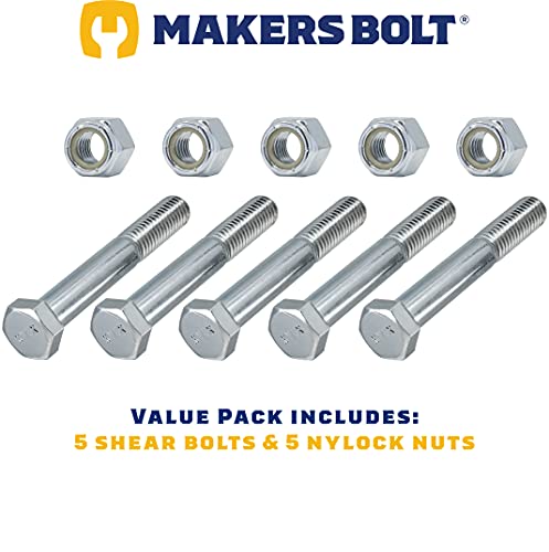 grade 2 shear bolts for rotary cutters 1234 x 3-1234 with nylock nuts - 5 pack