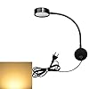 Youngine 5W EU plug Lampe de lecture flexible lampe de chevet LED avec interrupteur ON / OFF et prise filaire, lampe murale à col de cygne pour chambre bureau hôtel, 3000K (Noir-Blanc chaud)