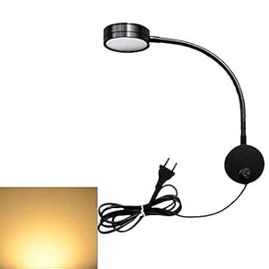 Youngine 5W EU plug Lampe de lecture flexible lampe de chevet LED avec interrupteur ON / OFF et prise filaire, lampe murale à col de cygne pour chambre bureau hôtel, 3000K (Noir-Blanc chaud)