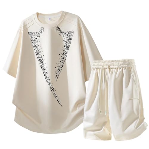 [wolass] メンズ 上下セット 半袖 Tシャツ 夏服 ショットパンツ 2点セット ゆったり おしゃれ 薄手 ズボン 通気 無地 快適 涼しい カジュアル 吸汗 速乾 apricot 2XLの商品画像（Amazon）