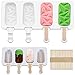 Tuofang 2 Pcs Stampi Ghiaccioli Ice Cream Mould, Stampi per Ghiaccioli in Silicone, Stampo per Gelato Fai da te, con 50 Steli in legno, Stampi per Ghiaccioli, Stampi per Popsicle